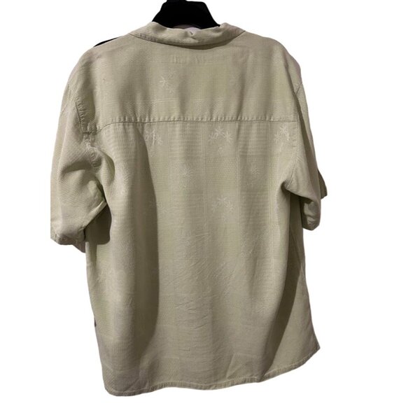 Island Republic Mens‎ Green Silk Short Sleeve Hawaiian Shirt Size L - Picture 4 of 4